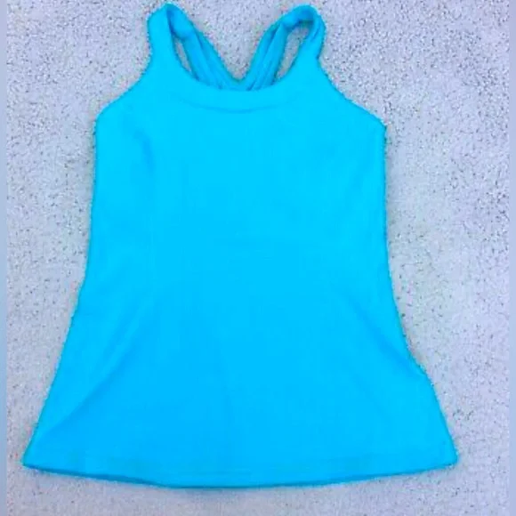 Lululemon Enhearted Tank Womens 6 SmallPeacock Blue Teal Logo Athletic - Picture 2 of 2